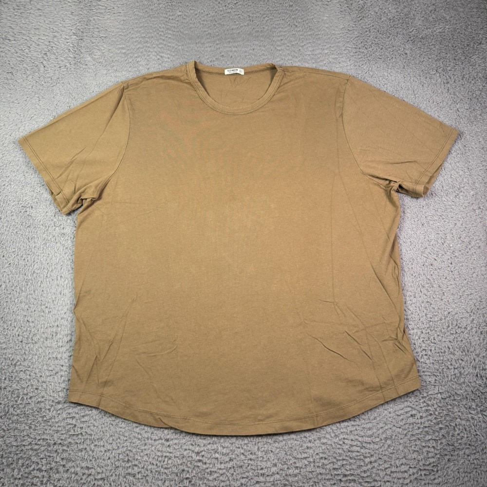 Buck Mason T-Shirt Mens 2XL Brown Slub Curved Hem Tee Short Sleeve Blank